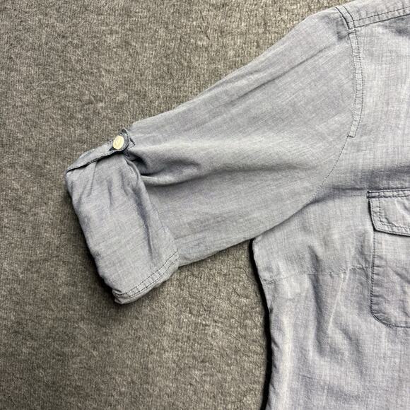 J. Crew The Perfect Shirt Womens Small Blue Chambray Roll Tab 100% Cotton - Picture 3 of 8